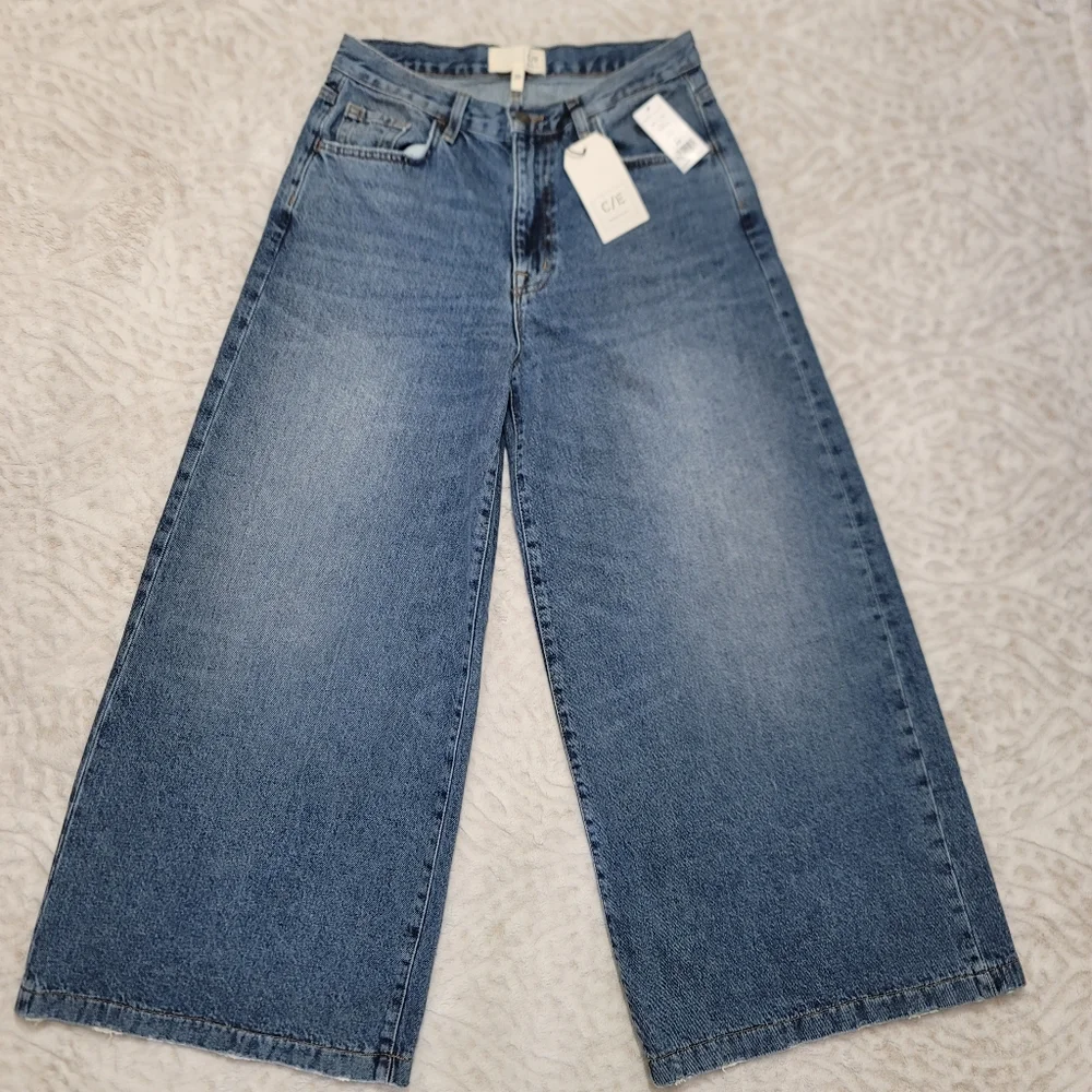 Current/Elliott Women's Wide Leg Crop Jeans Size 29 NWT Bromes Blue